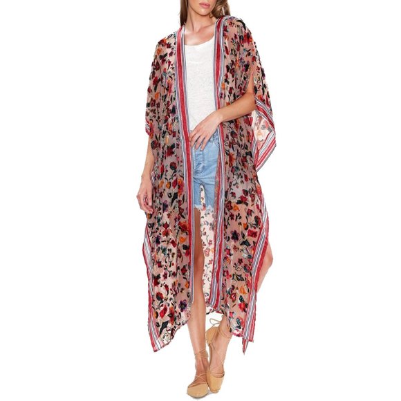 Aratta When I Close My Eyes Kimono • Reg $182 • One Size • Floral • Velvet Mix - Picture 3 of 6